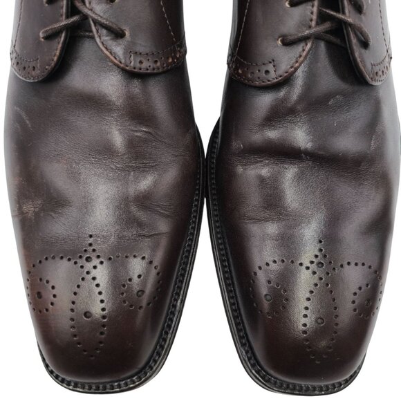 Bally Switzerland Mens Size 10D Dark Brown Leather Dress Shoes Medallion Oxfords - Picture 9 of 10